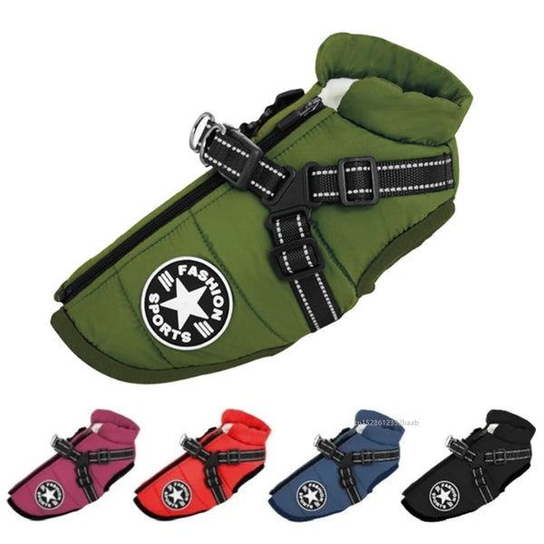 Manteau Hiver Imperméable pour Chien avec Harnais Intégré