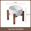 Juego de cuencos de cerámica para perros con soporte de madera, 1200 ml y 1800 ml, antideslizantes, para perros medianos y grandes, con doble plato elevado para comida y agua.