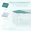 Parc Enclos PawHut 6 Panneaux Acier avec Bâche – Ø 120 cm Gris et Vert