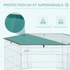 Parc Enclos PawHut 6 Panneaux Acier avec Bâche – Ø 120 cm Gris et Vert