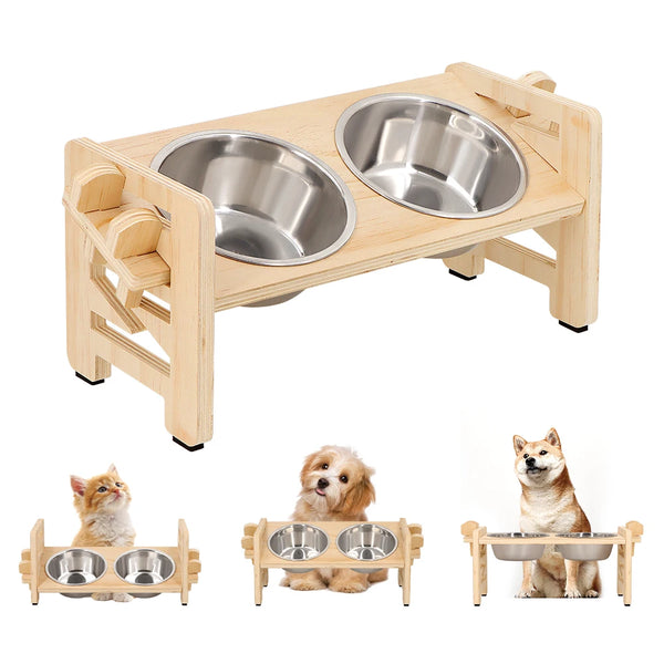 Gamelle Surélevée Réglable pour Chiot et Petit Chien – 2 Bols Inox