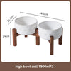 Juego de cuencos de cerámica para perros con soporte de madera, 1200 ml y 1800 ml, antideslizantes, para perros medianos y grandes, con doble plato elevado para comida y agua.