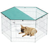 Parc Enclos PawHut 6 Panneaux Acier avec Bâche – Ø 120 cm Gris et Vert