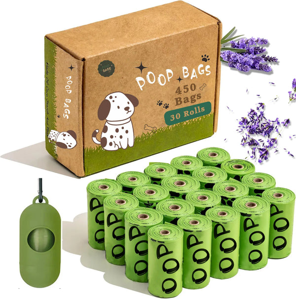 Sacs Higiéniques Biodégradables pour Chien – Parfum Lavande avec Distributeur