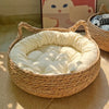 Panier en Osier Tressé Main pour Petit Chien - Coussin Amovible et Lavable Quatre Saisons