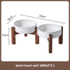 Juego de cuencos de cerámica para perros con soporte de madera, 1200 ml y 1800 ml, antideslizantes, para perros medianos y grandes, con doble plato elevado para comida y agua.